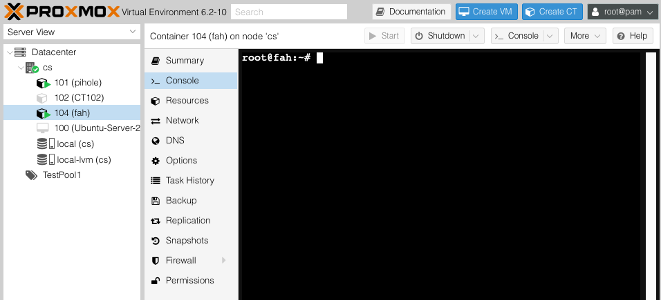 Accessing the LXC console